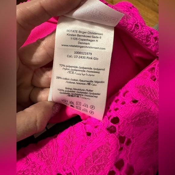 ROTATE BIRGER CHRISTENSEN HEAVY LACE HIGH RISE PANTS IN PINK GLO - Picture 11 of 11